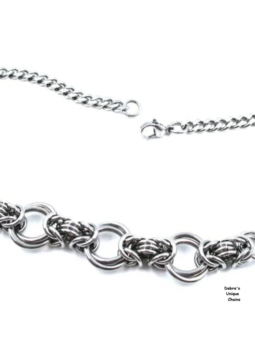 O Rings Choker Endless Knots Chain Maille Links Stainless Steel Necklace Unisex